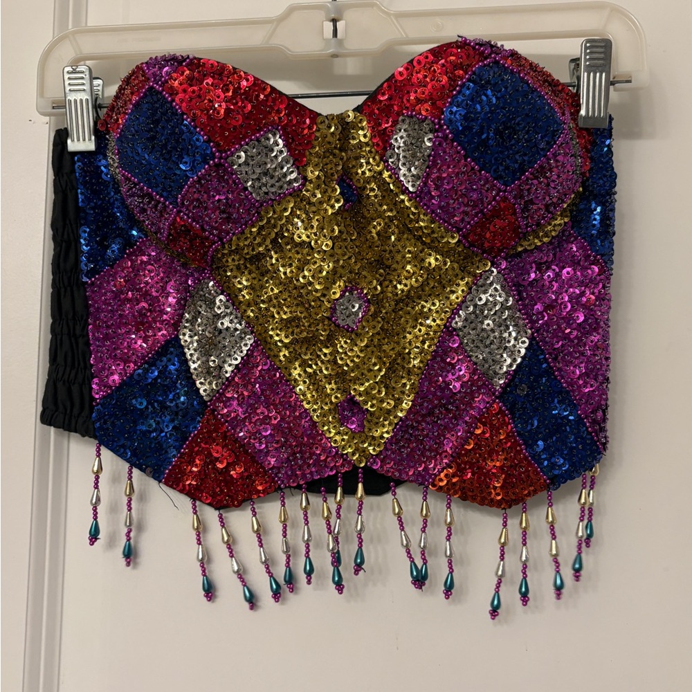 Multicolored Sequins Bustier With Beads. - image 1